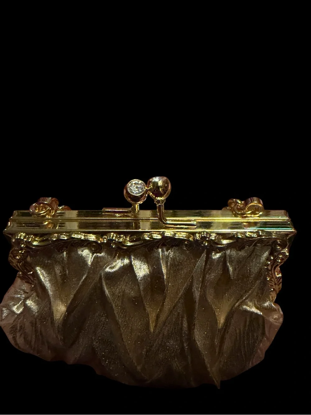 Gold Metallic Evening‎ Clutch with Chain Handle